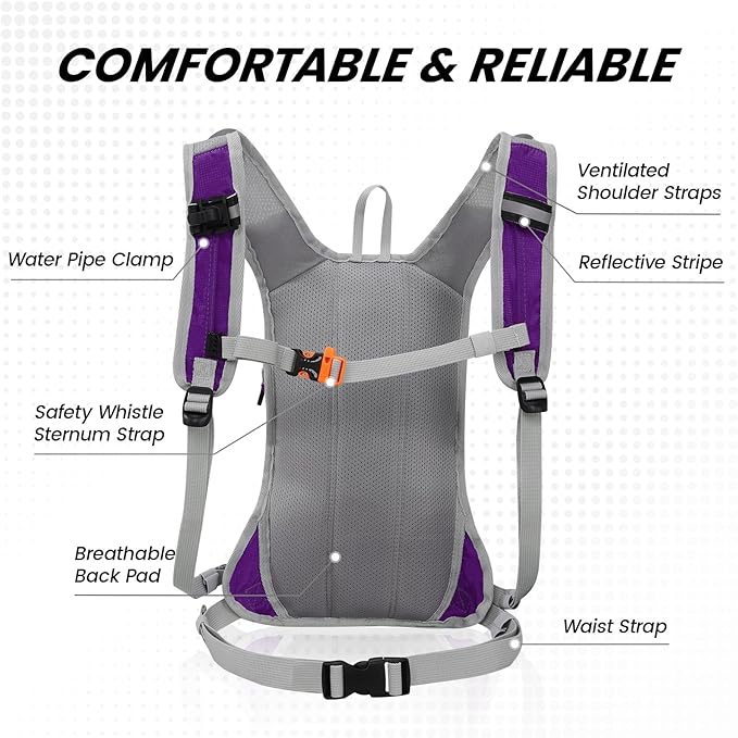 Nepest Hydration Pack Backpack for Women & Men, Lightweight Water Backpack with 2L Water Bladder for Hiking Cycling Running Biking