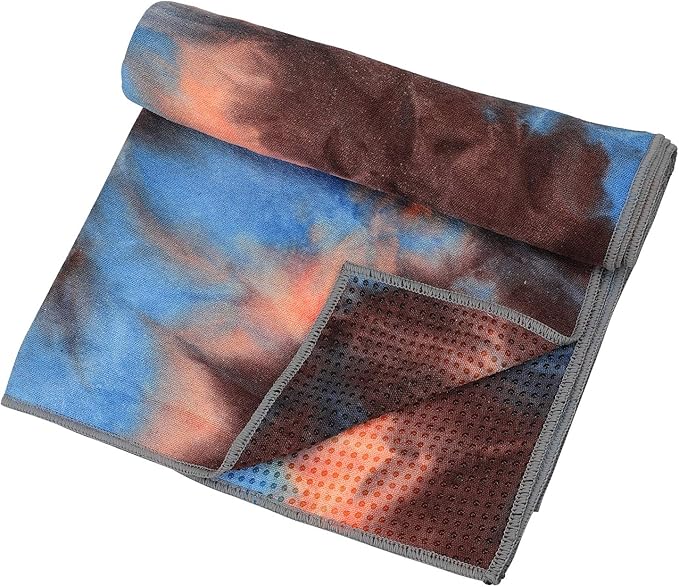 Yoga Towels , Non Slip Hot Yoga Towel Skidless Waffle Texture, 100% Absorbent Odorless Microfiber Yoga Blanket, Standard Sized 24 x72 in Mat Towel,for Hot Yoga, Bikram, Pilates ( Blue & Grey)…1-GravixFit