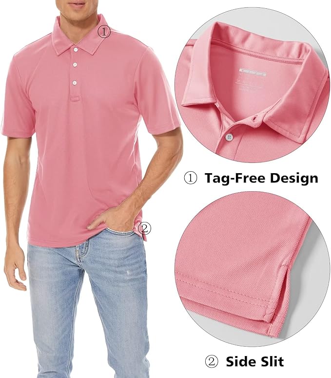 MAGCOMSEN Men's Polo Shirts 3 Buttons Casual Work T Shirts Quick Dry Short Sleeve Golf Shirt Pique Jersey Outdoor Performance-GravixFit