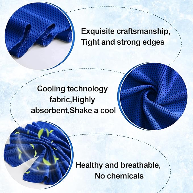 Shellwei 50 Pcs Cooling Towel 40 x 12 Inch Microfiber Workout Towels Breathable Chilly Towel Ice Cool Cold Towels Bulk Fast Drying Absorbent Sweat Rag for Neck Yoga Sports Golf Gym-GravixFit