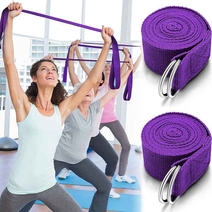 6 Pcs Yoga Strap for Stretching 8 Ft Yoga Exercise Adjustable Straps Bands with Safe Adjustable D Ring Buckle for Pilates Gym Workouts Fitness Improves Sitting Posture-GravixFit