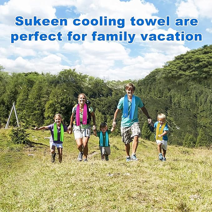 Sukeen 8 Pack Cooling Towel (40"x12"), Ice Towel Sets,Soft Breathable Chilly Towel,Microfiber Towel for Yoga,Sport,Running,Gym,Workout,Camping,Fitness,Workout-GravixFit