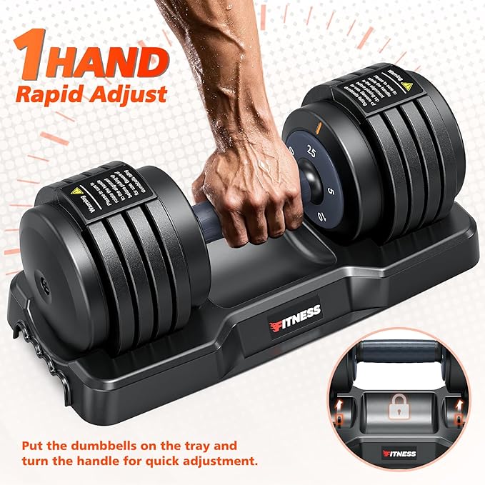 Adjustable Dumbbells Set of 2, 1 Hand Adjustable Weights Dumbbells Set, 5 in 1/10 in 1 Free Dumbbell with Anti-Slip Texture Handle, 25/55/80lb Pair Weight Set For Home Gym Suit both Men and Women-GravixFit