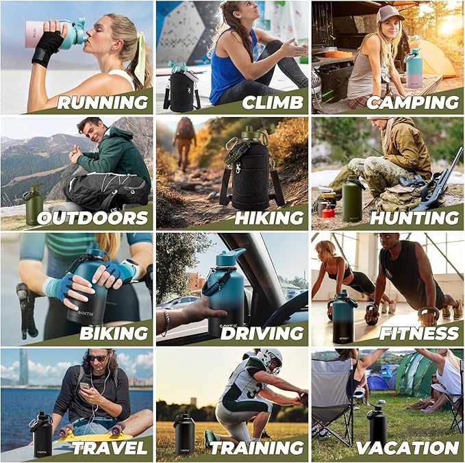 84oz Water Bottle with Straw - Triple Insulated Flask, 48hr Cold Retention Large Water Bottle, Leakproof Water Jug for Gym, Hiking, Camping, Outdoor Sports(2 pack,Mix Color)-GravixFit