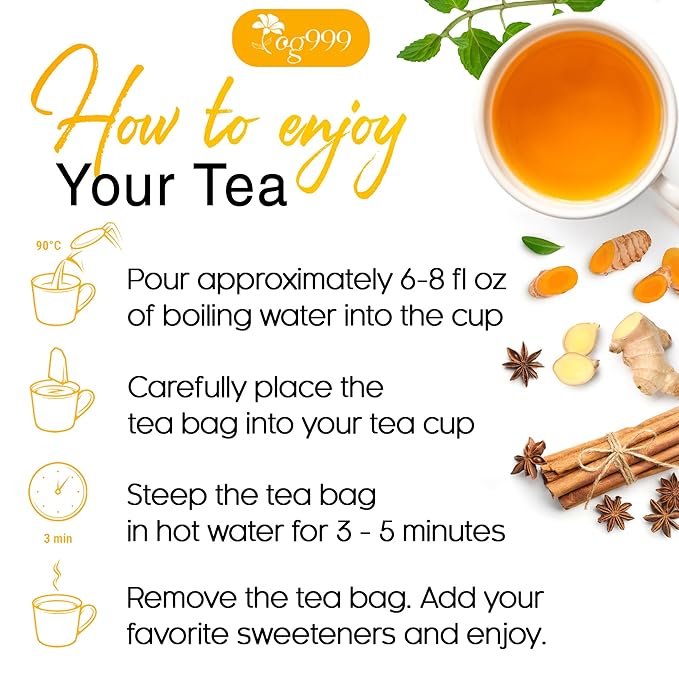 120 Tea Bags - Anti-Inflammaheb Loose Leaf Tea, 100% Natural from Ginger, Turmeric, Peppermint, Black Pepper, Cinnamon. Made with Natural Material Tea Bags. No Sugar, No Caffeine, No Gluten, Vegan.-GravixFit