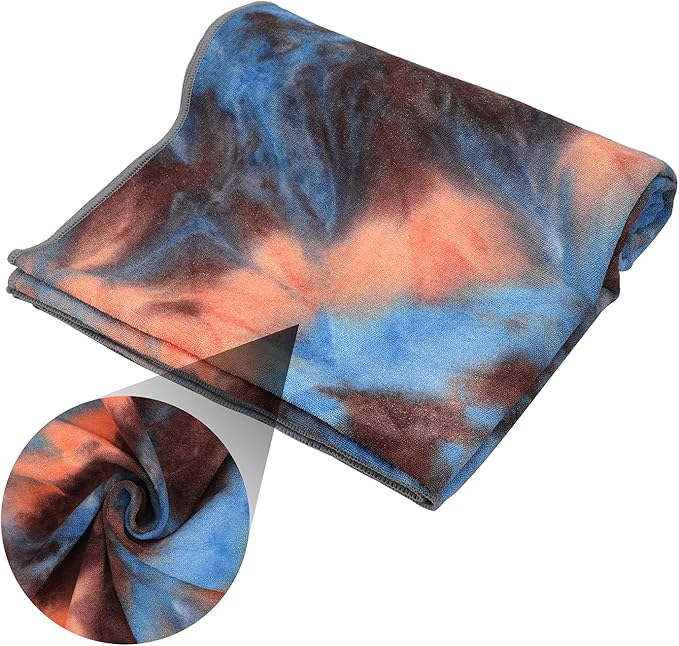 Yoga Towels , Non Slip Hot Yoga Towel Skidless Waffle Texture, 100% Absorbent Odorless Microfiber Yoga Blanket, Standard Sized 24 x72 in Mat Towel,for Hot Yoga, Bikram, Pilates ( Blue & Grey)…1-GravixFit