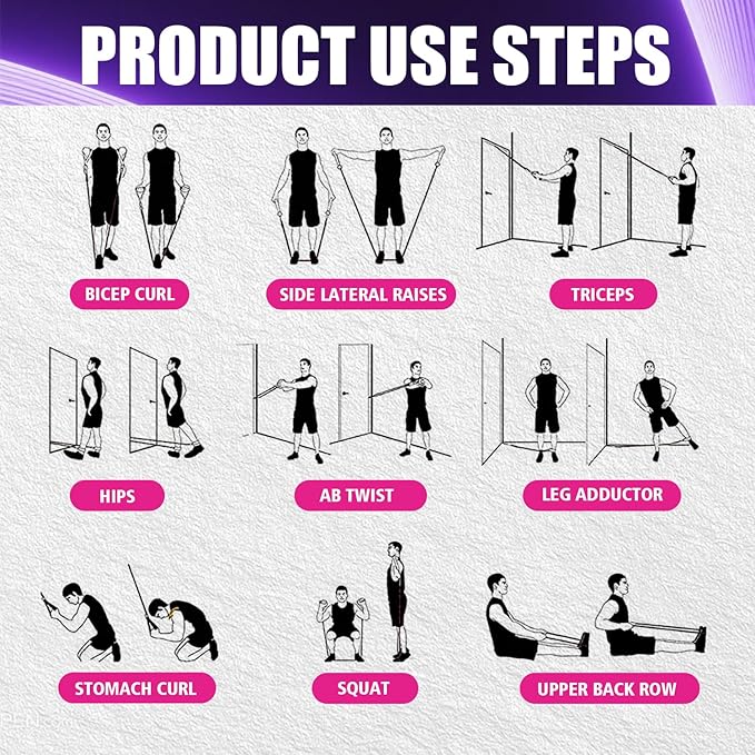 WHATAFIT Resistance Bands, Exercise Bands,Resistance Bands for Working Out, Work Out Bands with Handles for Men and Women Fitness, Strength Training Home Gym Equipment-GravixFit