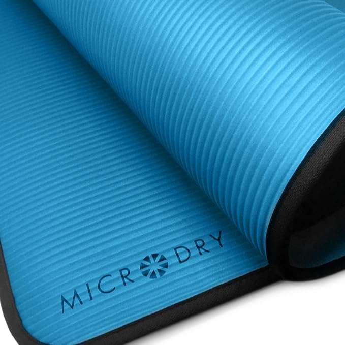MICRODRY Deluxe Fitness Exercise Yoga Mat for Home & Gym, Extra Thick for High Impact Training, Multi Layered Skid Resistant Surface, Odor Neutralizing with Carrying Strap-GravixFit