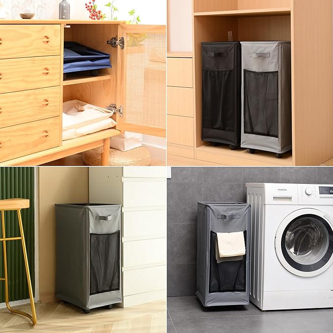 Yoga Mat Storage Racks, Home Gym Storage Rack with Wheels, Yoga Mat Holder Side 2 Mesh Pockets, Yoga Storage Basket Holds 4 Yoga Mats, 2 Foam Rollers, 6 Resistance Bands-GravixFit