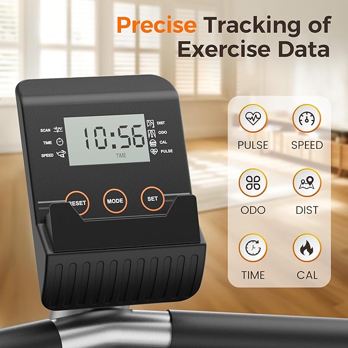 YOSUDA Recumbent Exercise Bike for Home,Magnetic Staionary Bike for Seniors/Adults with Adjustable Seat, 350LB Capacity, 16-level Resistance, LCD Monitor & Pulse Sensors-GravixFit