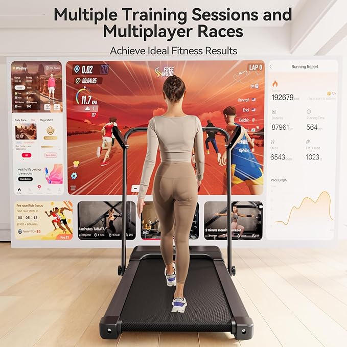 Walking Pad Treadmill with Handle bar, 3.0HP Small Foldable Treadmills for Home with APP Remote Control and LED Display, 7.5MPH Portable Treadmill 300 Lbs Capacity-GravixFit