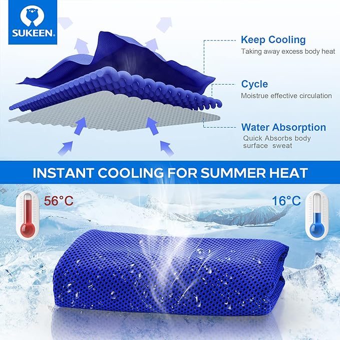 Sukeen Cooling Towel,Instant Evaporative Cooling for Sports,Yoga,Golf,Gym,Neck,Workout and More(40”x 12”)-GravixFit