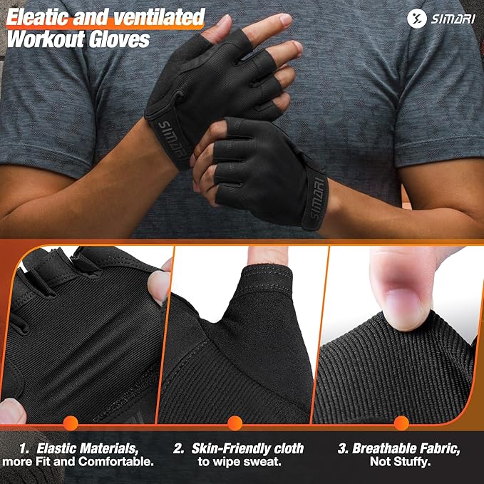SIMARI Breathable Workout Gloves for Men and Women, Padded Weight Lifting Gloves with Great Grip, Full Palm Protection for Gym Training, Cycling, Weightlifting, Exercise, Crossfit, Climbing