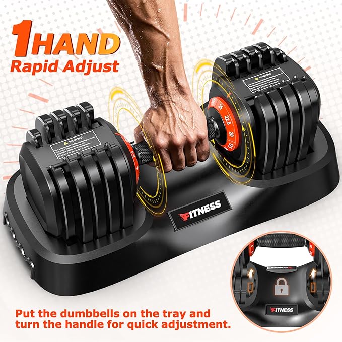 Adjustable Dumbbells Set of 2, 1 Hand Adjustable Weights Dumbbells Set, 5 in 1/10 in 1 Free Dumbbell with Anti-Slip Texture Handle, 25/55/80lb Pair Weight Set For Home Gym Suit both Men and Women-GravixFit