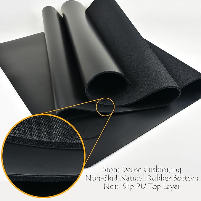 Tatago Hot Yoga Mat Non Slip-Professional Grade Natural Rubber Yoga Mat, Pliates Mat, Stretching Mat or exercise mats for home workout. Nonslip for Hot and Sweaty Classes. Includes Yoga Strap for Carrying and Stretching too.-GravixFit