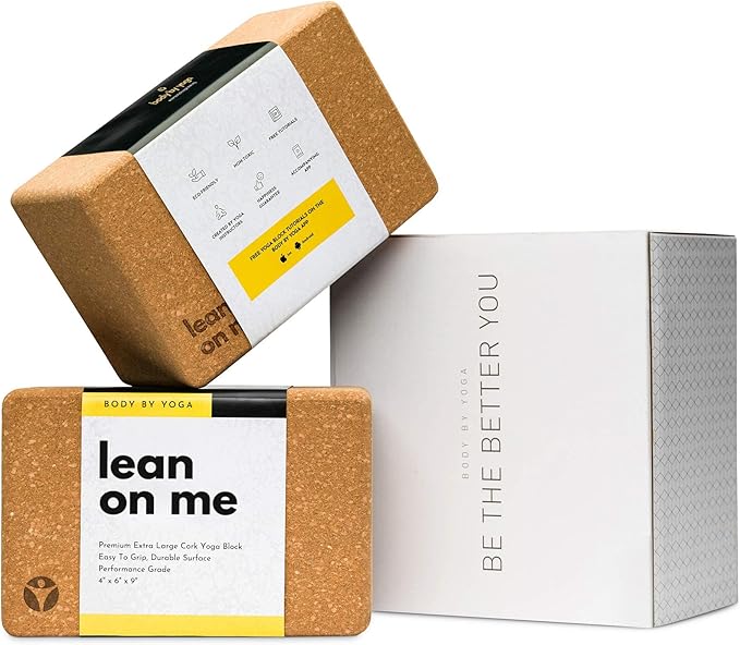 Premium Cork Yoga Blocks - Extra Large Yoga Block 2-Pack or Extra Tall 1-Pack for Inflexible Yogis | Natural, High-Density Cork for Superior Support & Stability | Optional Yoga Strap & Gift Box-GravixFit