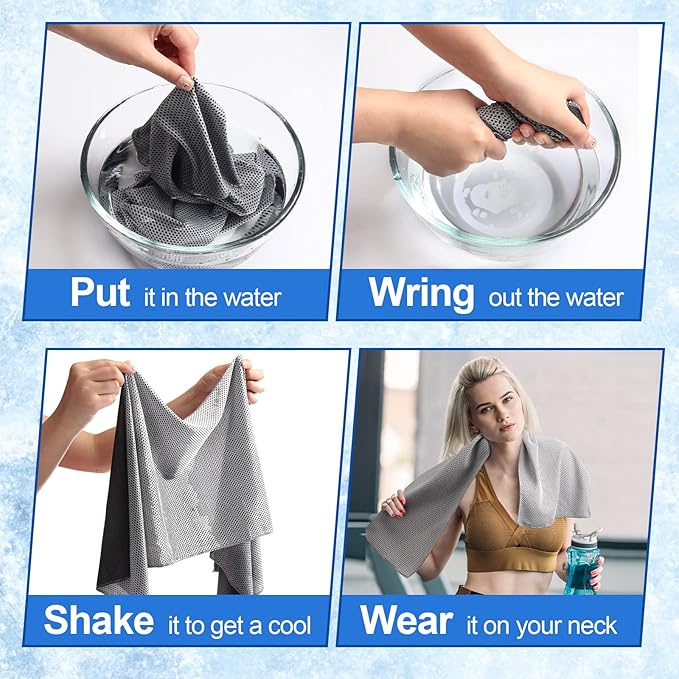 Shellwei 50 Pcs Cooling Towel 40 x 12 Inch Microfiber Workout Towels Breathable Chilly Towel Ice Cool Cold Towels Bulk Fast Drying Absorbent Sweat Rag for Neck Yoga Sports Golf Gym-GravixFit