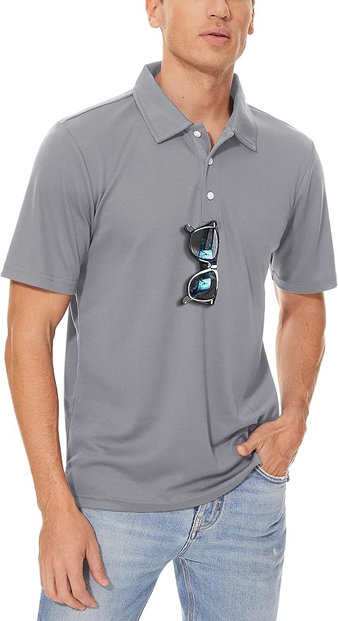 MAGCOMSEN Men's Polo Shirts 3 Buttons Casual Work T Shirts Quick Dry Short Sleeve Golf Shirt Pique Jersey Outdoor Performance-GravixFit