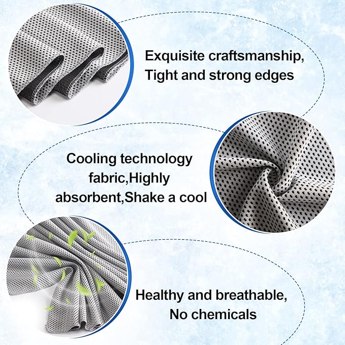 Shellwei 50 Pcs Cooling Towel 40 x 12 Inch Microfiber Workout Towels Breathable Chilly Towel Ice Cool Cold Towels Bulk Fast Drying Absorbent Sweat Rag for Neck Yoga Sports Golf Gym-GravixFit