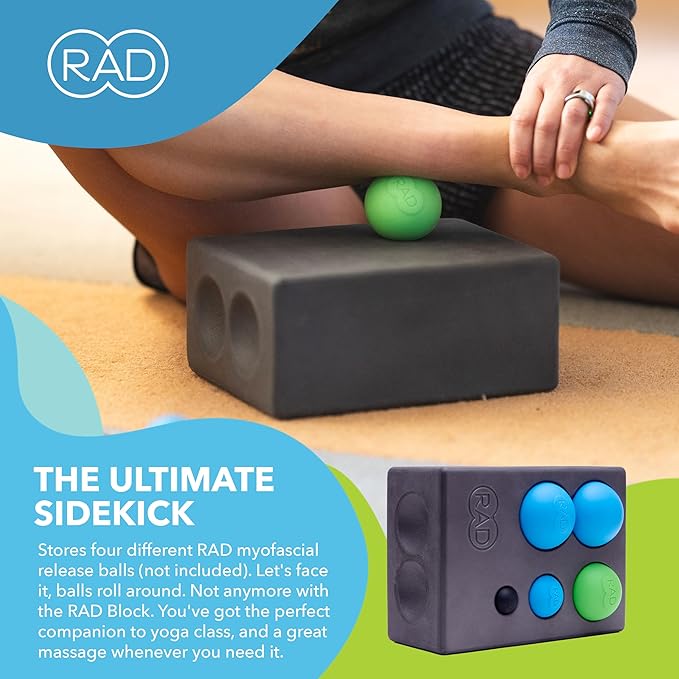 RAD Block – Multi-Use EVA Foam Yoga Block with Storage for Massage Balls for Myofascial Release -Travel-Friendly Pilates & Exercise Prop for Elevation & Support-GravixFit