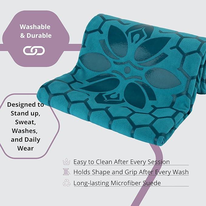 Clever Yoga Non-Slip Hot Yoga Towel – Non-Slip Grip for Hot Yoga, Sweat Absorbent, Honeycomb Silicone Grip, Stays Flat – Ideal for Pilates, Travel, Washable & Lightweight - Turquoise-GravixFit