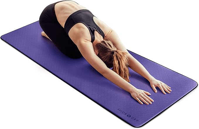 MICRODRY Deluxe Fitness Exercise Yoga Mat for Home & Gym, Extra Thick for High Impact Training, Multi Layered Skid Resistant Surface, Odor Neutralizing with Carrying Strap-GravixFit