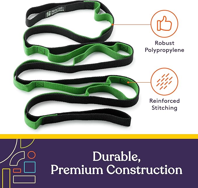 SPECIAL SUPPLIES Yoga Strap for Stretching, Stability Training, Fitness, Flexibility, Physical Therapy, Home Workout Equipment, Strength Training, and Pilates (Green)-GravixFit
