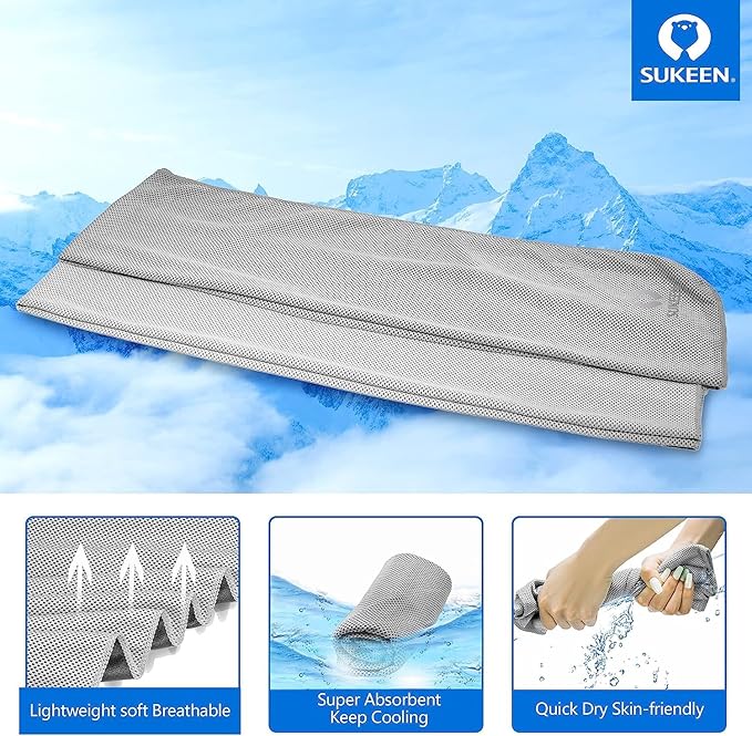 Sukeen 8 Pack Cooling Towel (40"x12"), Ice Towel Sets,Soft Breathable Chilly Towel,Microfiber Towel for Yoga,Sport,Running,Gym,Workout,Camping,Fitness,Workout-GravixFit