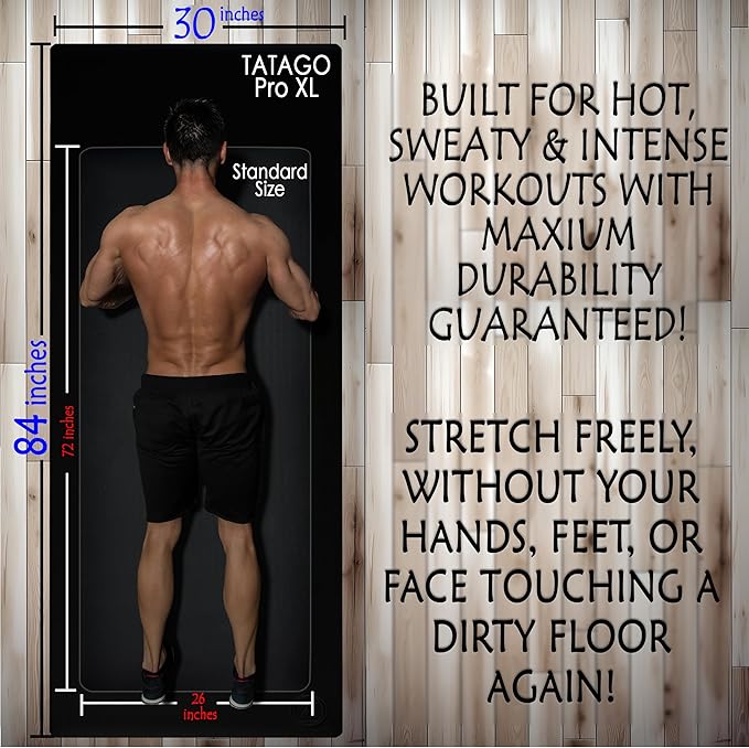 Tatago Hot Yoga Mat Non Slip-Professional Grade Natural Rubber Yoga Mat, Pliates Mat, Stretching Mat or exercise mats for home workout. Nonslip for Hot and Sweaty Classes. Includes Yoga Strap for Carrying and Stretching too.-GravixFit