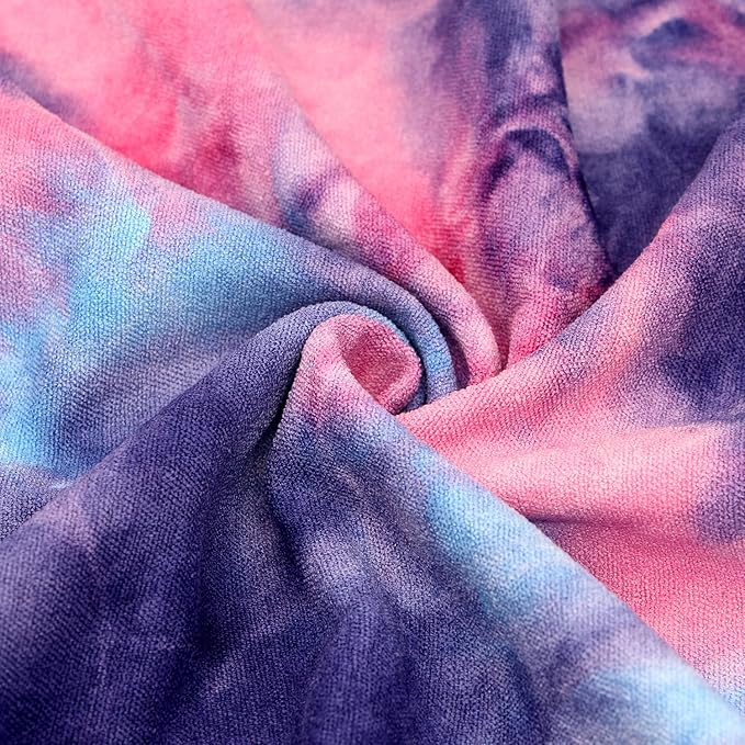 Eunzel 2 Pack Yoga Hand Towel,Microfiber Towel with Grip Dots Sweat Absorbent Non-Slip for Hot Yoga, Pilates and Workout 24" x16",Purple & Blue/Green & Purple (2 Pack)-GravixFit