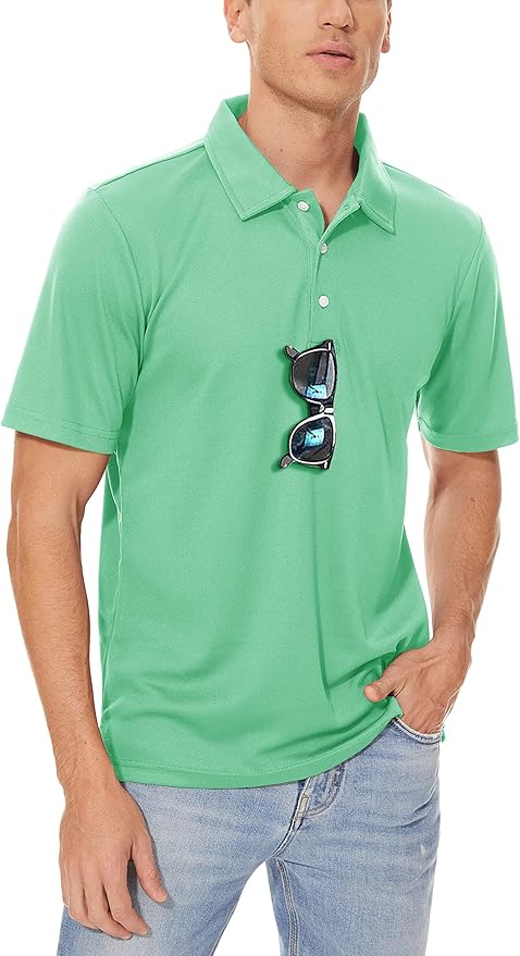 MAGCOMSEN Men's Polo Shirts 3 Buttons Casual Work T Shirts Quick Dry Short Sleeve Golf Shirt Pique Jersey Outdoor Performance-GravixFit
