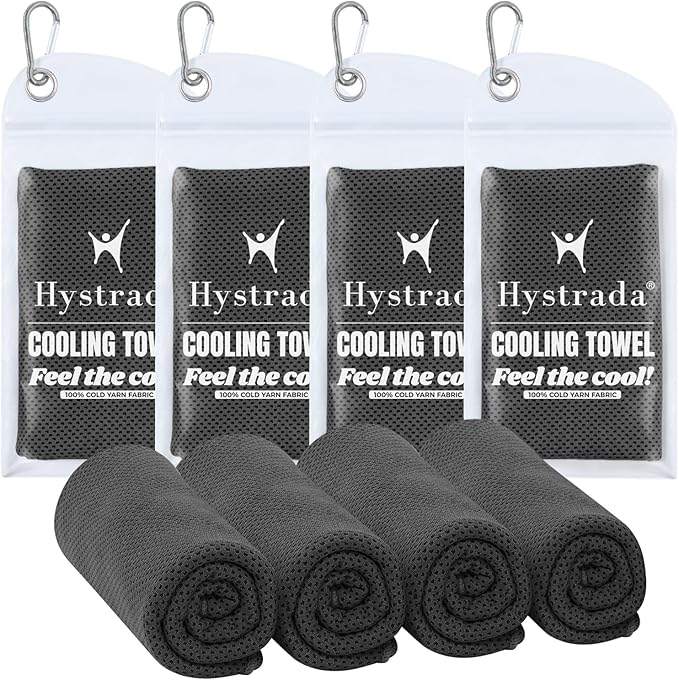 4 Packs Cooling Towel (40 x 12), Ice Towel, Microfiber, Soft Breathable Chilly Towel Stay Cool for Yoga, Workout, Sport, Gym, Camping, Fitness, Running, Workout & More Activities - Multicolor-GravixFit