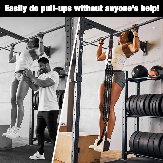 Pull Up Assistance Bands,Up to 300 lbs Assistance,Adjustable Heavy Duty 4 Resistance Bands for Pull up, with Feet/Knee Rest, Handle and Door Anchor for Home Gym Fitness Exercise Strength Training-GravixFit