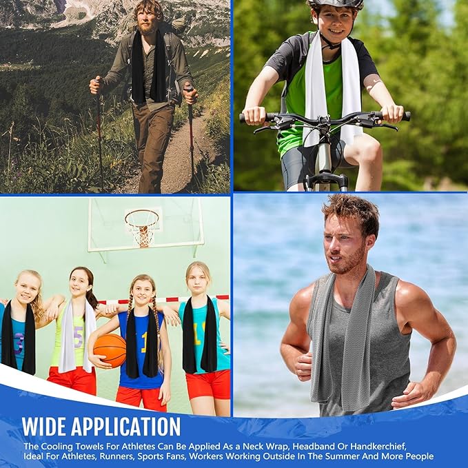 Hosuly 30 Pack Cooling Towels, 40"x12" Ice Breathable Soft Chilly Sweat Rag Microfiber Workout Rags for Gym Cooling Towels for Neck and Face for Yoga Golf Sport Running-GravixFit