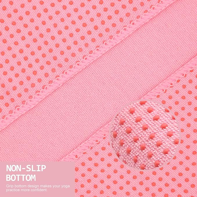 Eunzel Yoga Towel,Hot Yoga Mat Towel with Grip Dots Sweat Absorbent Non-Slip for Hot Yoga, Pilates and Workout 24" x72", Pink-GravixFit