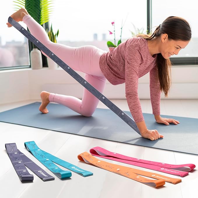 Yoga Strap for Stretching - 8 Loops Stretching Strap - Essential Yoga Accessories for Flexibility and Enhanced Stretching - Ideal Stretch Strap in Yoga and Pilates-GravixFit