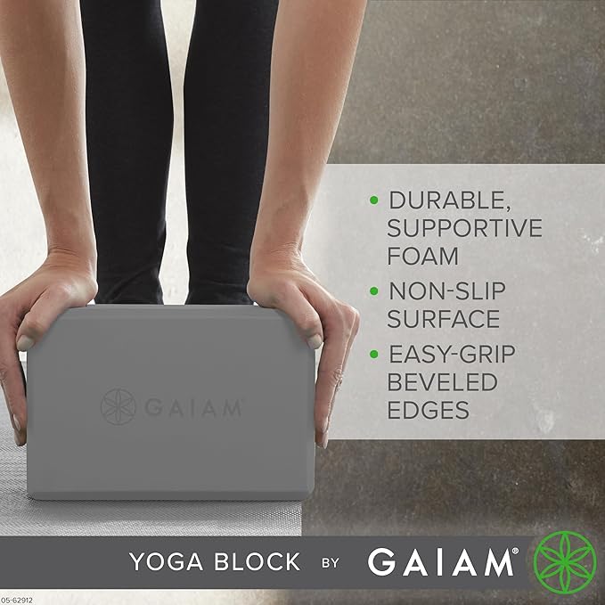 Gaiam Yoga Block - Supportive Latex-Free Eva Foam - Soft Non-Slip Surface with Beveled Edges for Yoga, Pilates, Meditation - Yoga Accessories for Stability, Balance, Deepen Stretches-GravixFit