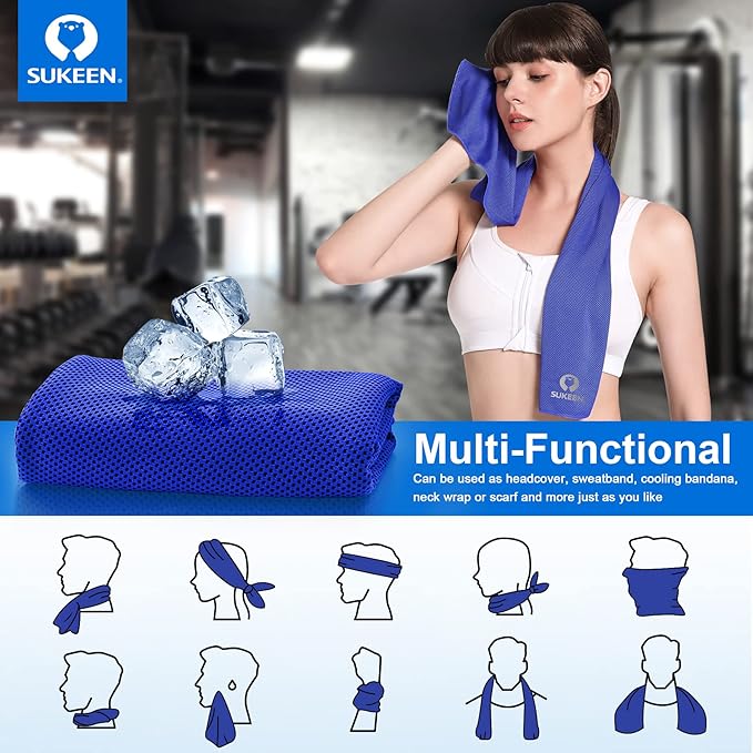 Sukeen Cooling Towel,Instant Evaporative Cooling for Sports,Yoga,Golf,Gym,Neck,Workout and More(40”x 12”)-GravixFit