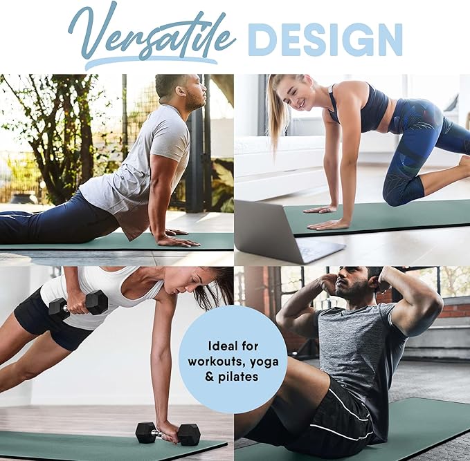 MICRODRY Deluxe Fitness Exercise Yoga Mat for Home & Gym, Extra Thick for High Impact Training, Multi Layered Skid Resistant Surface, Odor Neutralizing with Carrying Strap-GravixFit