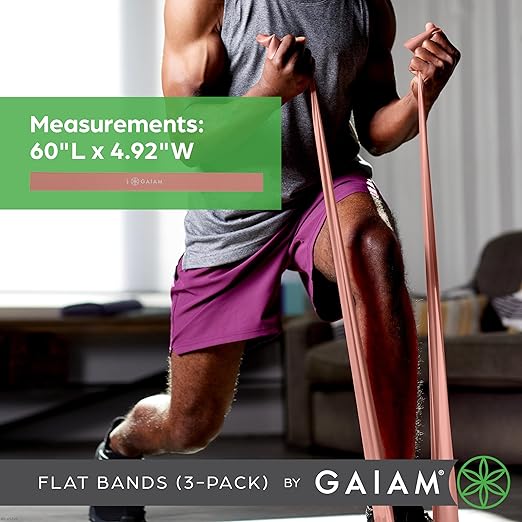 Gaiam Restore Strength and Flexibility Resistance Band Kit Set - 3 Levels of Resistance - Strength Training Workout Bands for Stretching Muscles - Versatile Exercise Tool - Light, Medium, and Heavy-GravixFit