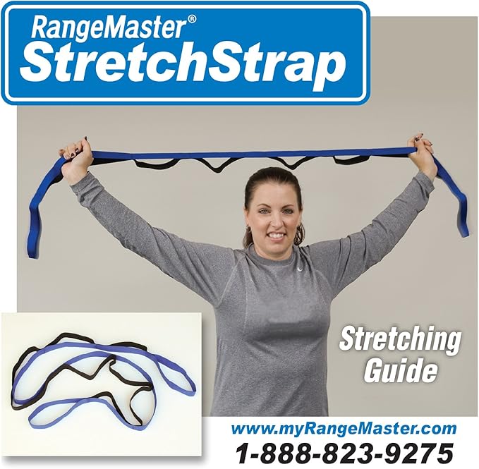 RangeMaster Stretch Strap with Exercise Guide│ Versatile Multi-Loop Strap Perfect for Yoga, Pilates, and Physical Therapy │ Portable │ Helps Improve Flexibility-GravixFit