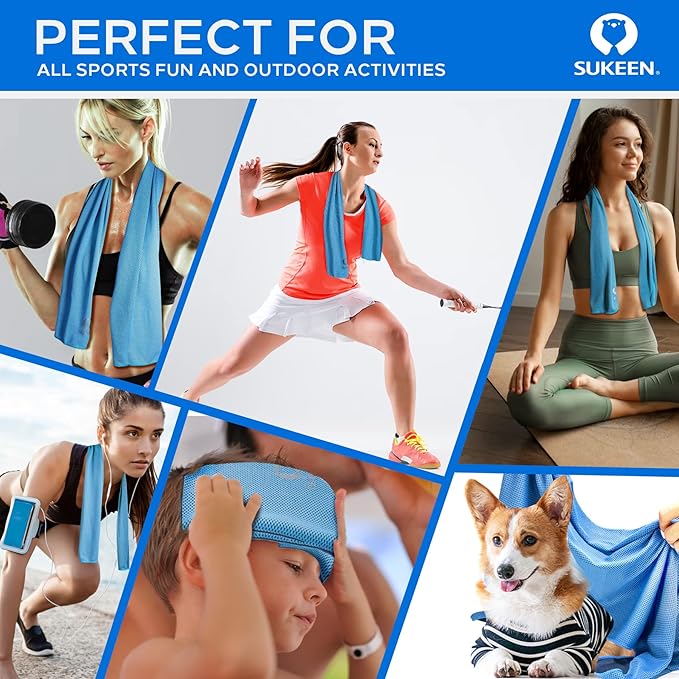 Sukeen Cooling Towel,Instant Evaporative Cooling for Sports,Yoga,Golf,Gym,Neck,Workout and More(40”x 12”)-GravixFit
