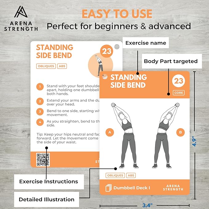 Arena Strength Workout Cards - Instructional Fitness Deck for Booty Band Workouts, Beginner Fitness Guide for Resistance Band Training Exercises at Home. Includes Workout Routines.-GravixFit