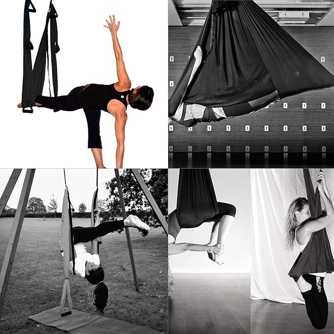 ZELUS Aerial Yoga Swing Sling Strong Yoga Hammock Kit Set Trapeze Inversion Equipment Include 2 Extensions Straps and Ceiling Mounting Kit-GravixFit