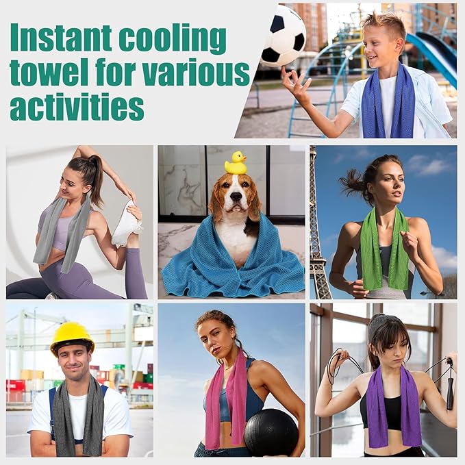 Cooling Towels Pack of 30, 40"*12" Neck Cool Towel Bulk, Cold Towels for Neck and Face, Cooling Rags Sports Towel for Hot Weather, Running, Soccer, Yoga, Gym, Golf-GravixFit