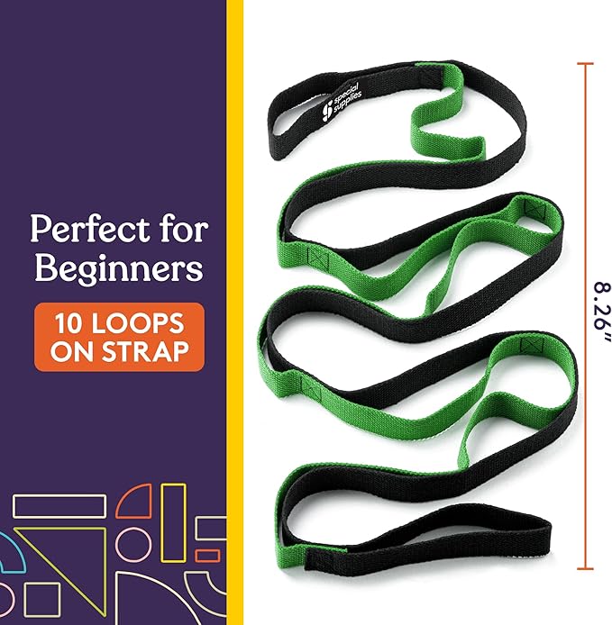 SPECIAL SUPPLIES Yoga Strap for Stretching, Stability Training, Fitness, Flexibility, Physical Therapy, Home Workout Equipment, Strength Training, and Pilates (Green)-GravixFit