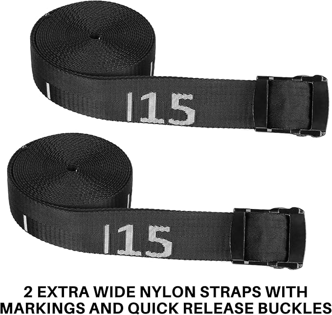 Teamaze Gymnastics Rings Straps with 15 FT Adjustable Number Buckle for Pull-Up Bar Workout Exercise Gym Hanging Rings Indoor (One Pair Strap Only)-GravixFit