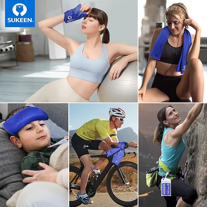 Sukeen Cooling Towel (40"x12"),Ice Towel,Soft Breathable Chilly Towel,Microfiber Towel for Yoga,Sport,Running,Gym,Workout,Camping,Fitness,Workout & More Activities-GravixFit