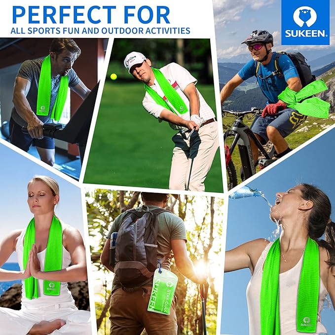 Sukeen 12 Pack Cooling Towel (40"x12"), Ice Towel Sets,Soft Breathable Chilly Towel,Microfiber Towel for Yoga,Sport,Running,Gym,Workout,Camping,Fitness,Workout-GravixFit