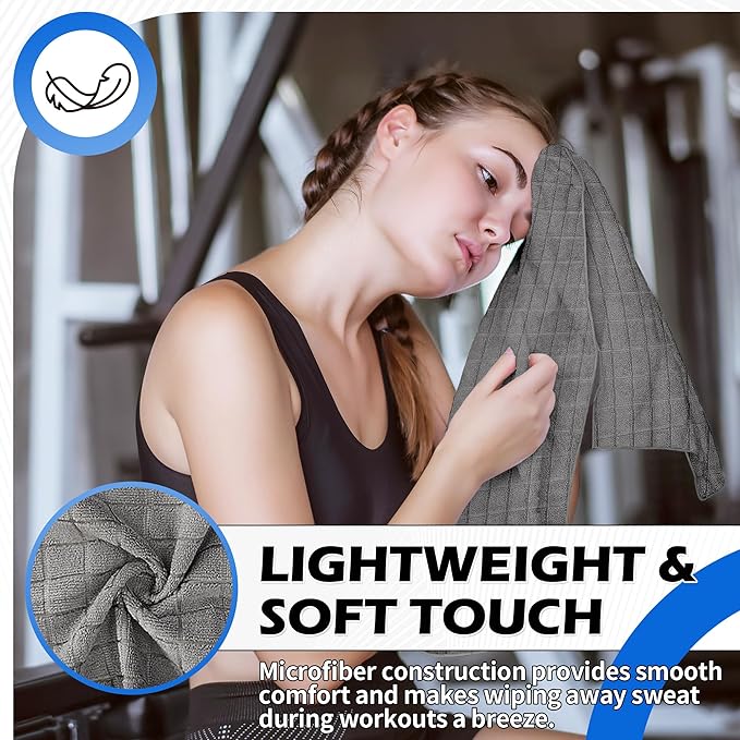 HOMERHYME Microfiber Gym Towels, 3 Pack Sweat Towels, 16 x 27 Inch Quick Dry Hand Towels, Absorbent Yoga Towels for Home Gym Bag, Beach Travel Sport Towel, Workout Equipment for Men & Women-GravixFit
